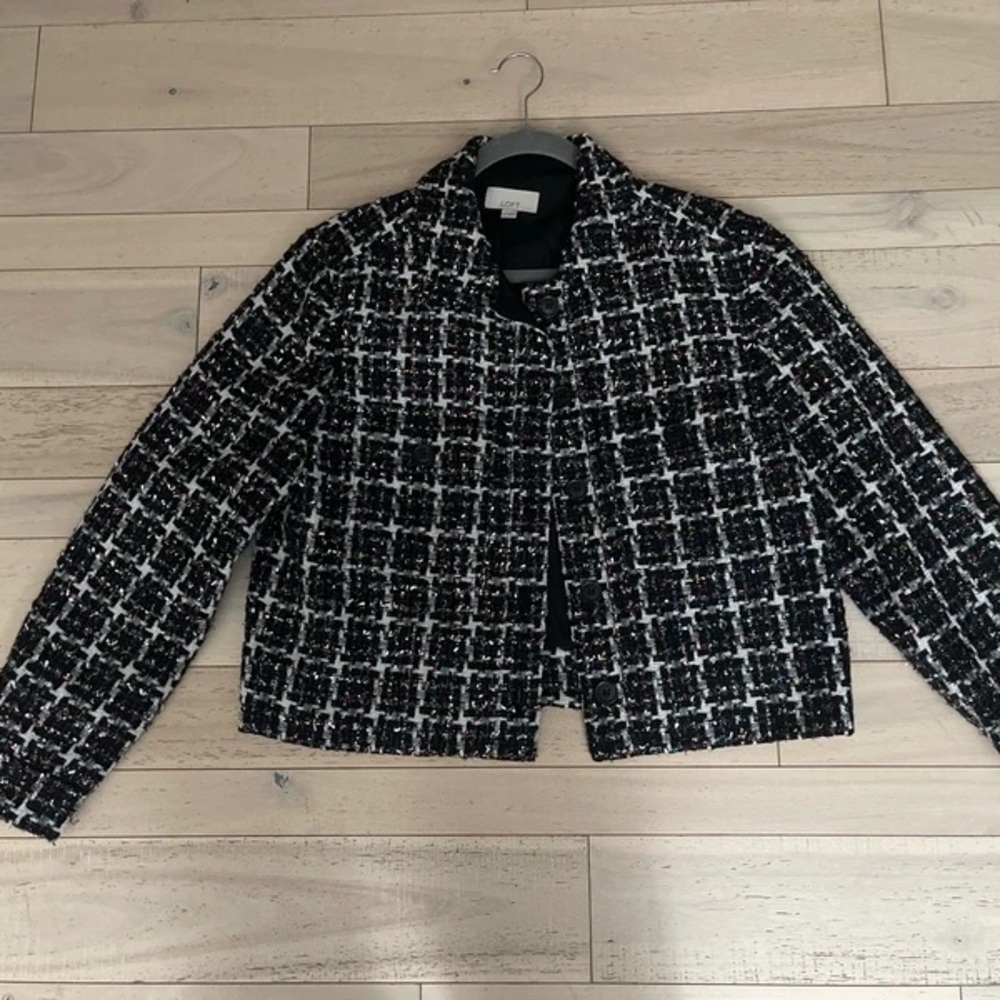LOFT Monochrome Checkered Blazer